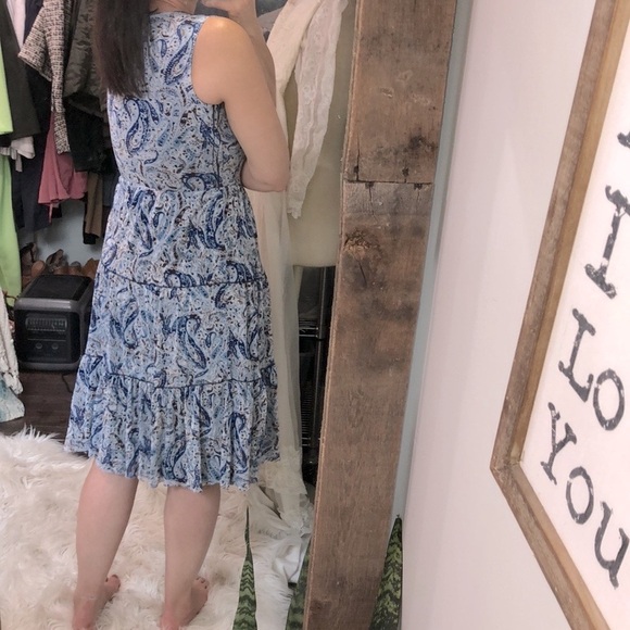 T Tahari blue floral midi dress size xsmall - Picture 4 of 9